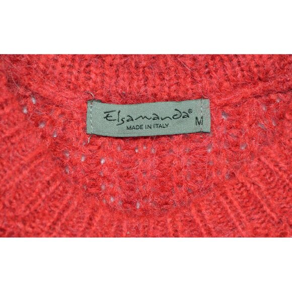 Elsamanda Anthropologie Made In Italy Alpaca Blend Open Knit Sweater Red Size M - Picture 4 of 4